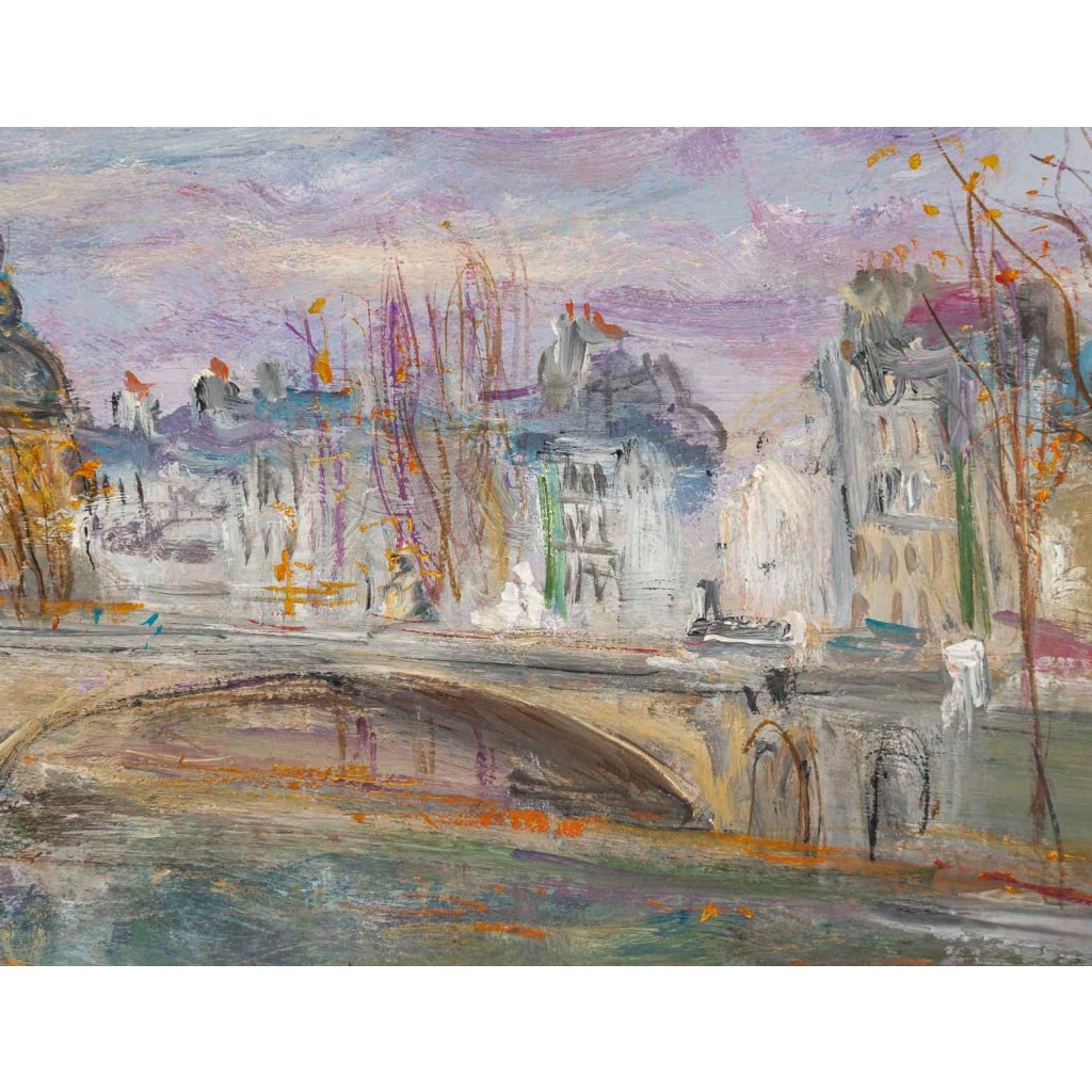 Serge Belloni (1925-2005) – Paris Pont du Carrousel, et de l’Observatoire huile sur bois vers 1980 7