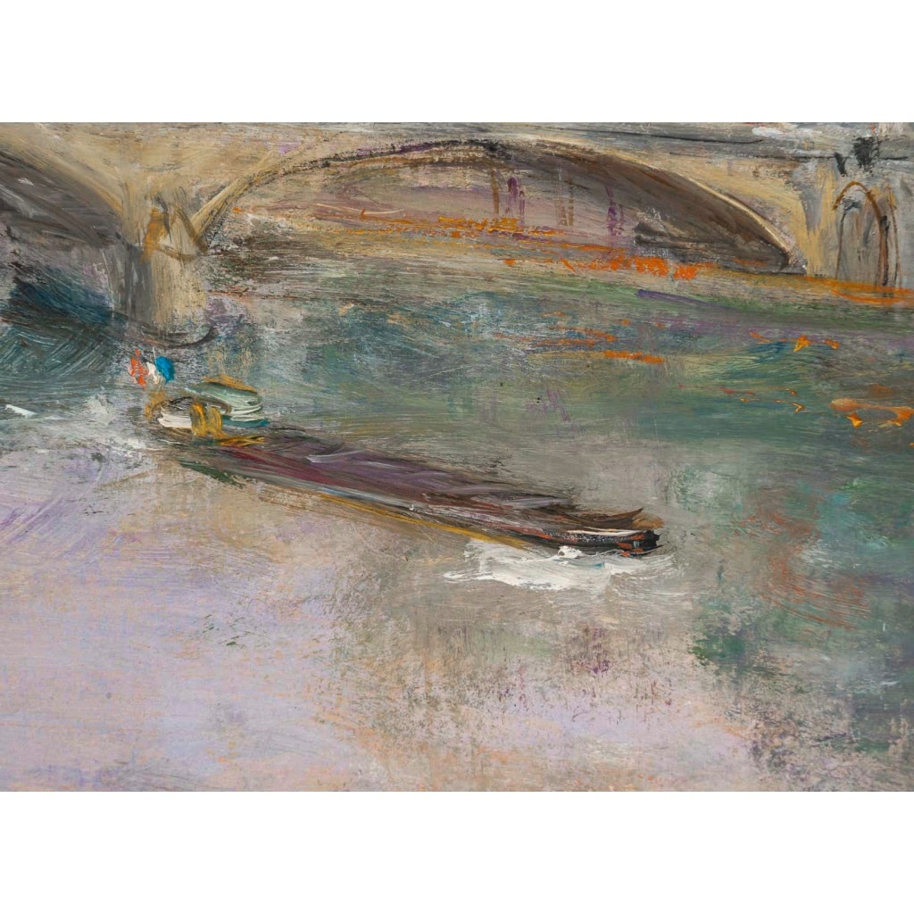 Serge Belloni (1925-2005) – Paris Pont du Carrousel, et de l’Observatoire huile sur bois vers 1980 8