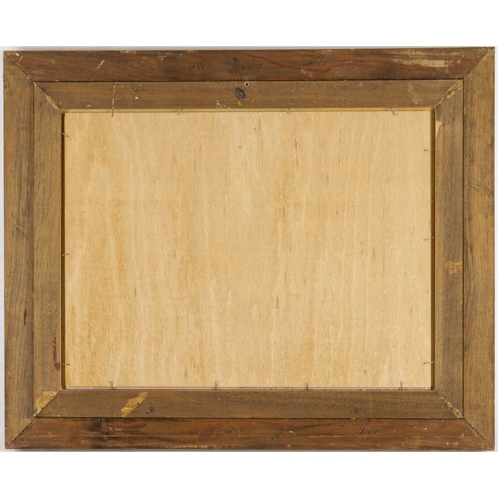 Serge Belloni (1925-2005) – Le Pont Marie, l’Île Saint-Louis et Notre-Dame sous la neige huile sur bois vers 1980 8