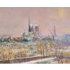 Serge Belloni (1925-2005) – Le Pont Marie, l’Île Saint-Louis et Notre-Dame sous la neige huile sur bois vers 1980 12
