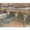 Serge Belloni (1925-2005) – Le Pont Marie, l’Île Saint-Louis et Notre-Dame sous la neige huile sur bois vers 1980 14