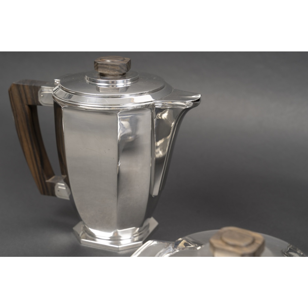Ernest PROST Service à thé, café et chocolat en argent massif – ART DECO vers 1930 12 Ernest PROST Service à thé, café et chocolat en argent massif – ART DECO vers 1930 12