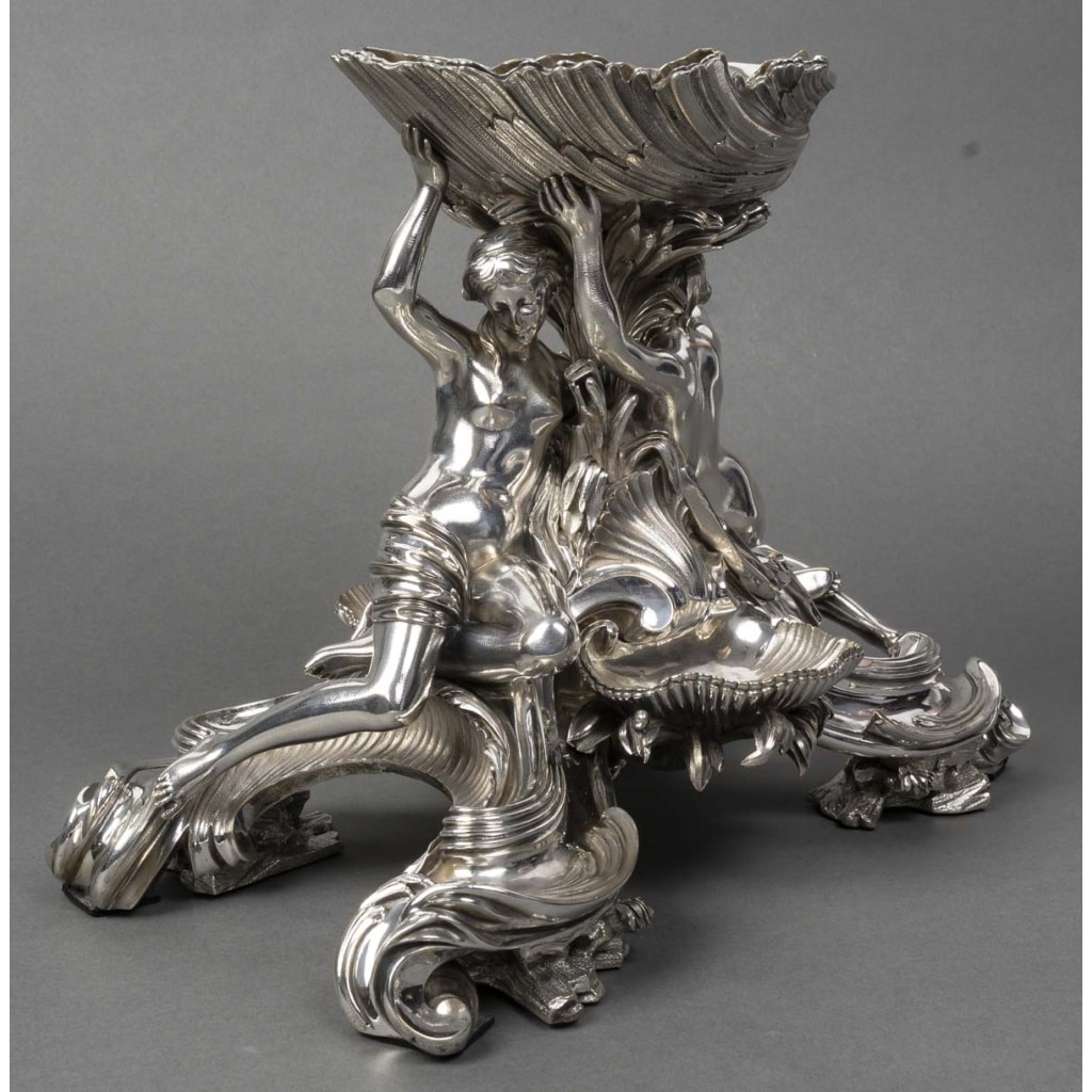 BOIN TABURET Centre de table en bronze argenté Epoque NAPOLEON III 9 BOIN TABURET Centre de table en bronze argenté Epoque NAPOLEON III 9