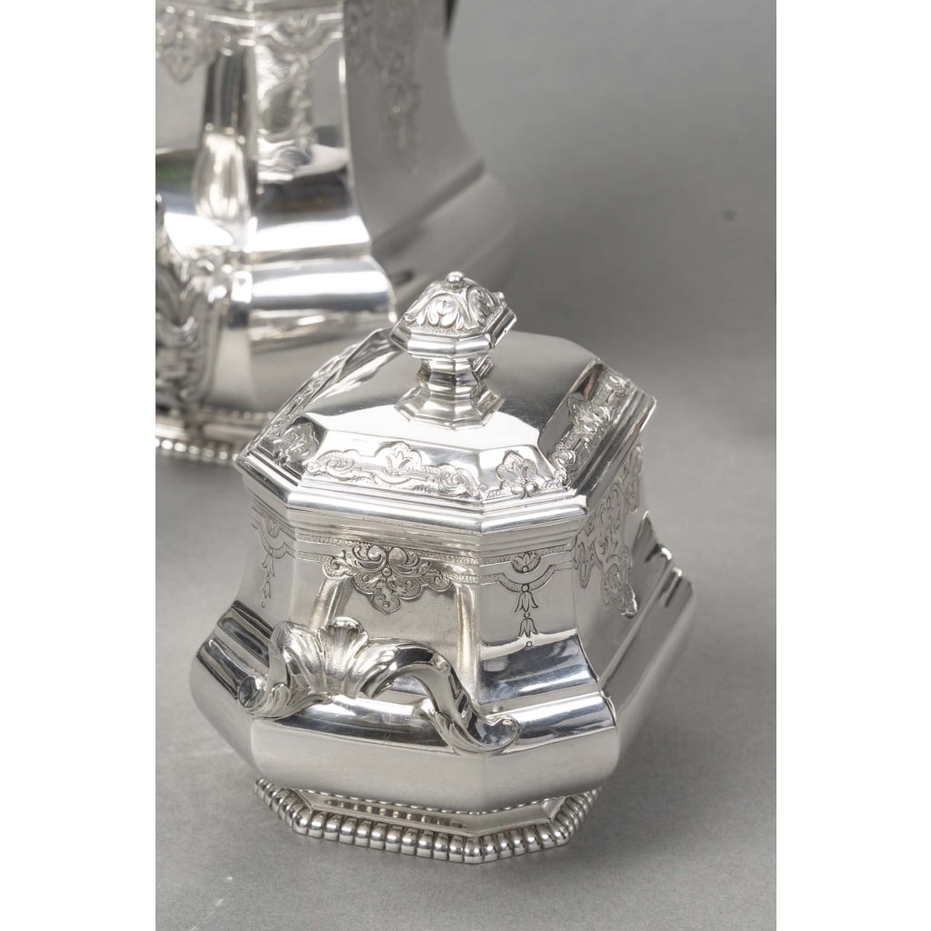 FOUQUET-LAPAR – Service à thé et café en argent massif 4 pièces XIXe 22 FOUQUET-LAPAR – Service à thé et café en argent massif 4 pièces XIXe 22