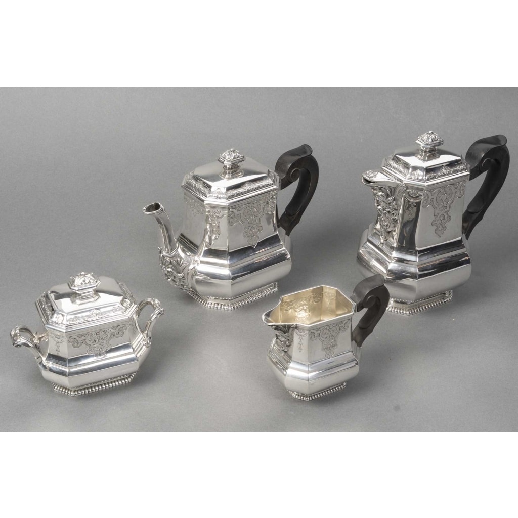 FOUQUET-LAPAR – Service à thé et café en argent massif 4 pièces XIXe 2 FOUQUET-LAPAR – Service à thé et café en argent massif 4 pièces XIXe 2