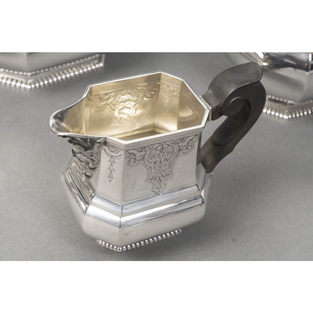 FOUQUET-LAPAR – Service à thé et café en argent massif 4 pièces XIXe 19 FOUQUET-LAPAR – Service à thé et café en argent massif 4 pièces XIXe 19