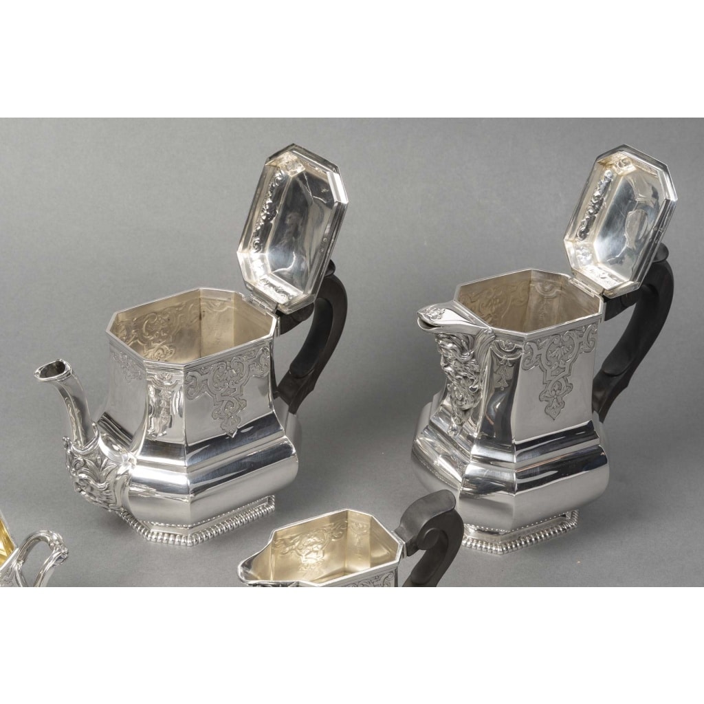 FOUQUET-LAPAR – Service à thé et café en argent massif 4 pièces XIXe 14 FOUQUET-LAPAR – Service à thé et café en argent massif 4 pièces XIXe 14