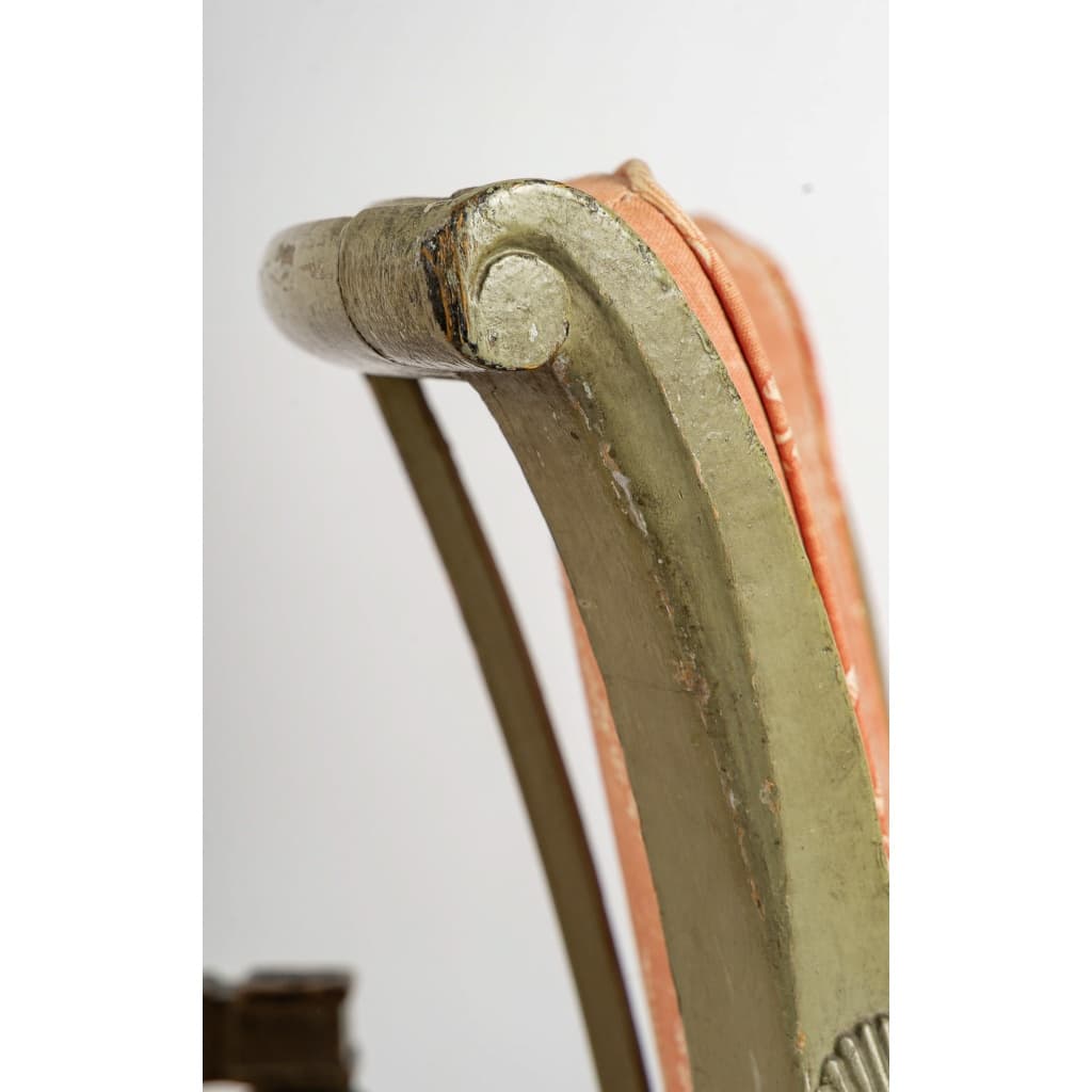 Série de trois fauteuils en hêtre laqué vert d’époque Directoire (1795-1799) 8 Série de trois fauteuils en hêtre laqué vert d’époque Directoire (1795-1799) 8