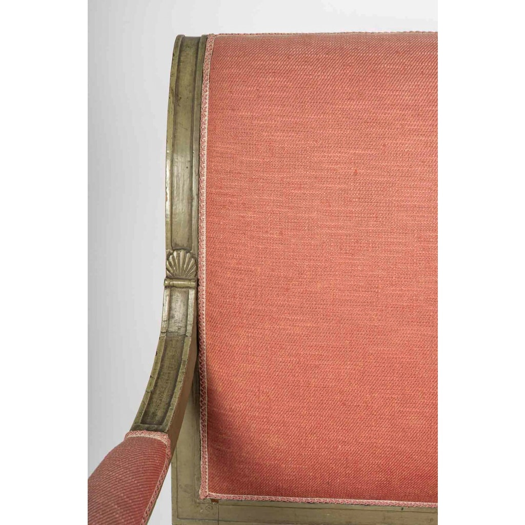 Paire de fauteuils en hêtre laqué vert d’époque Directoire (1795-1799) 5 Paire de fauteuils en hêtre laqué vert d’époque Directoire (1795-1799) 5