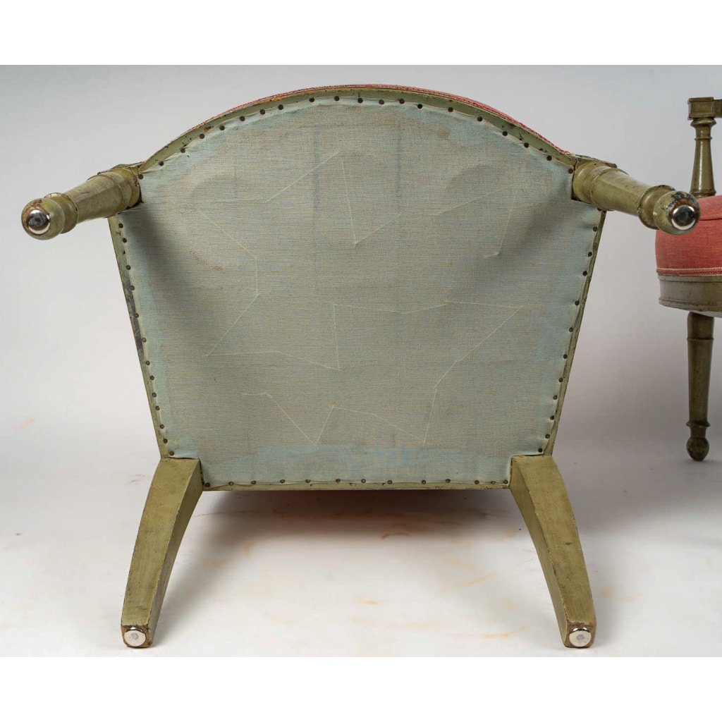 Paire de fauteuils en hêtre laqué vert d’époque Directoire (1795-1799) 10 Paire de fauteuils en hêtre laqué vert d’époque Directoire (1795-1799) 10
