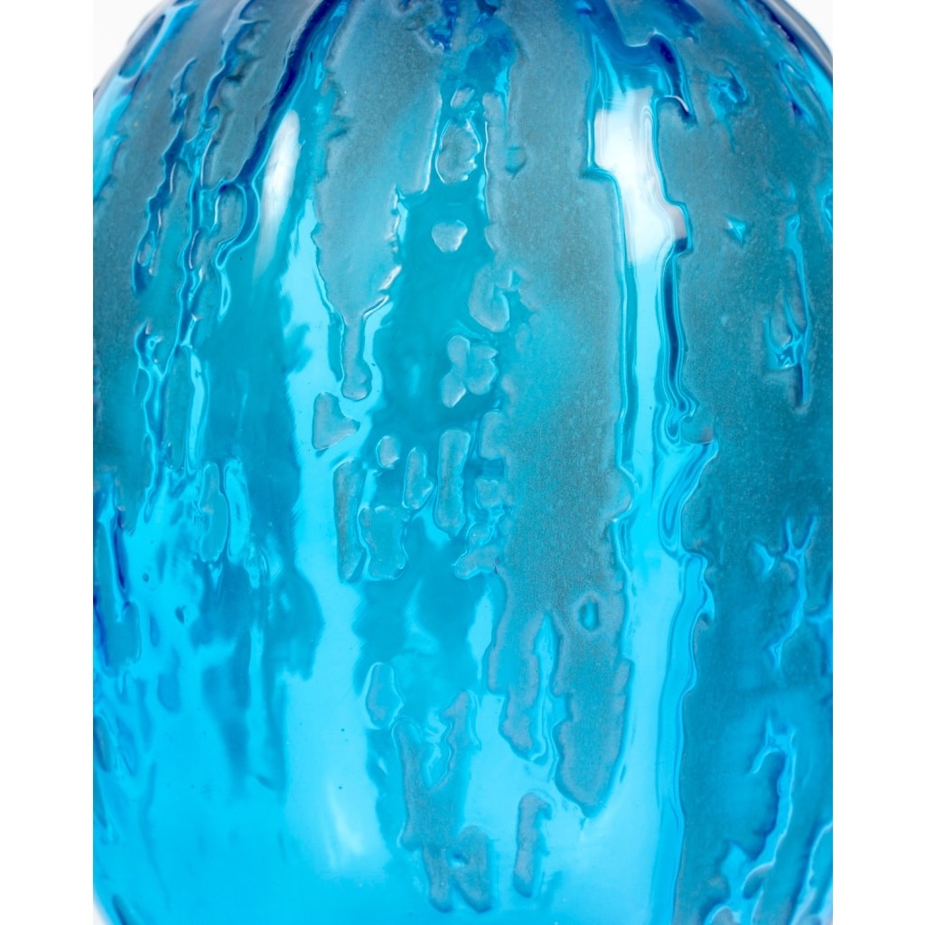 Vase « Fontaines » verre bleu électrique patiné gris de René LALIQUE 6