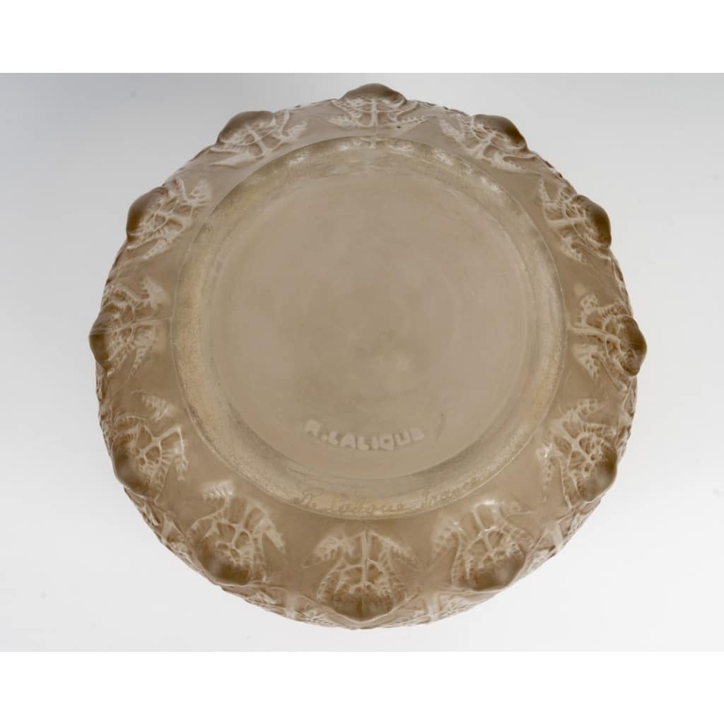 Vase « Fougères » verre blanc patiné sépia de René LALIQUE 6 Vase « Fougères » verre blanc patiné sépia de René LALIQUE 6
