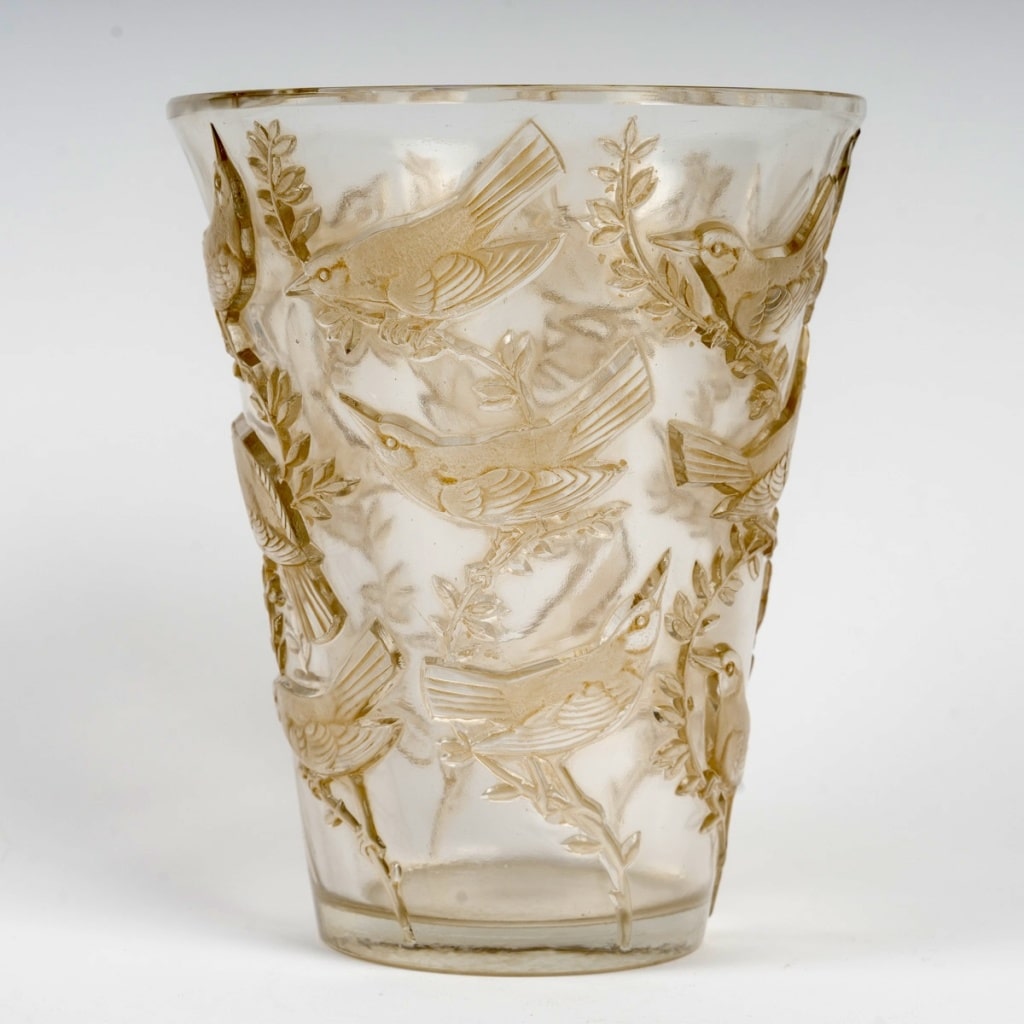 Vase « Grives » verre patiné sépia de René LALIQUE 2