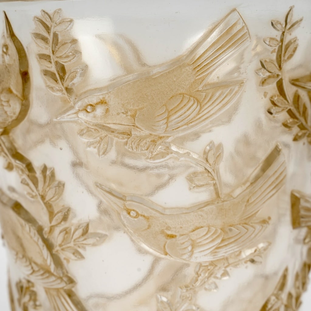 Vase « Grives » verre patiné sépia de René LALIQUE 4