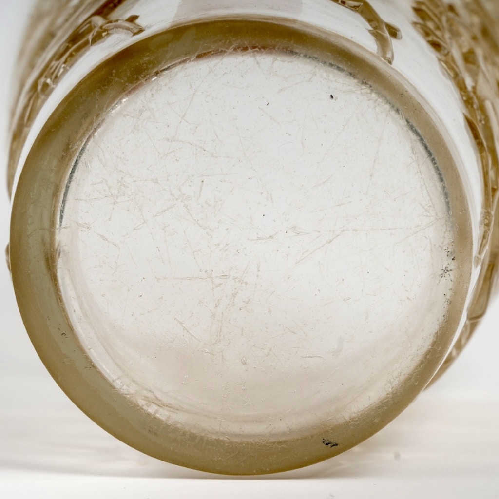 Vase « Grives » verre patiné sépia de René LALIQUE 8