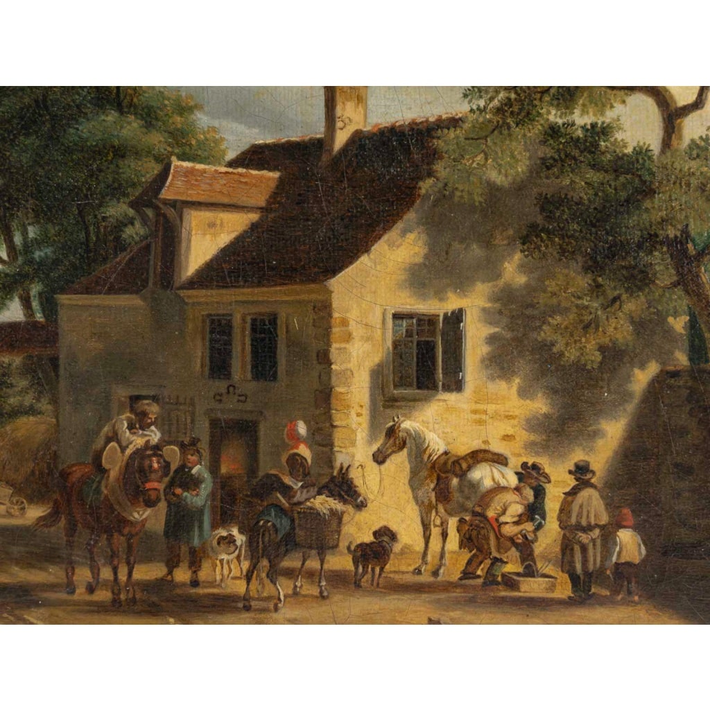 Jean-Louis Demarne (1744-1829) Halte chez le Marechal Ferrant huile sur toile vers 1824 4