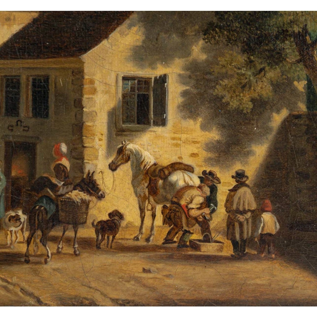 Jean-Louis Demarne (1744-1829) Halte chez le Marechal Ferrant huile sur toile vers 1824 5