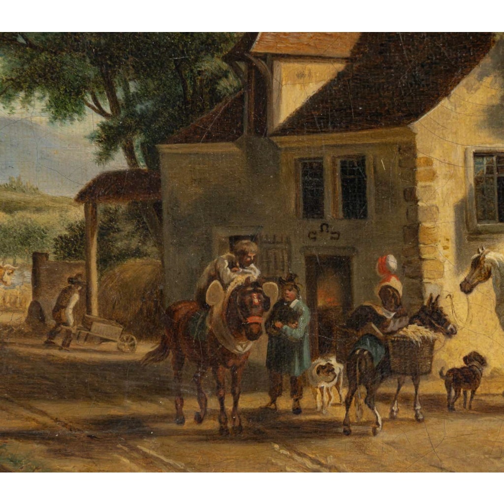 Jean-Louis Demarne (1744-1829) Halte chez le Marechal Ferrant huile sur toile vers 1824 6