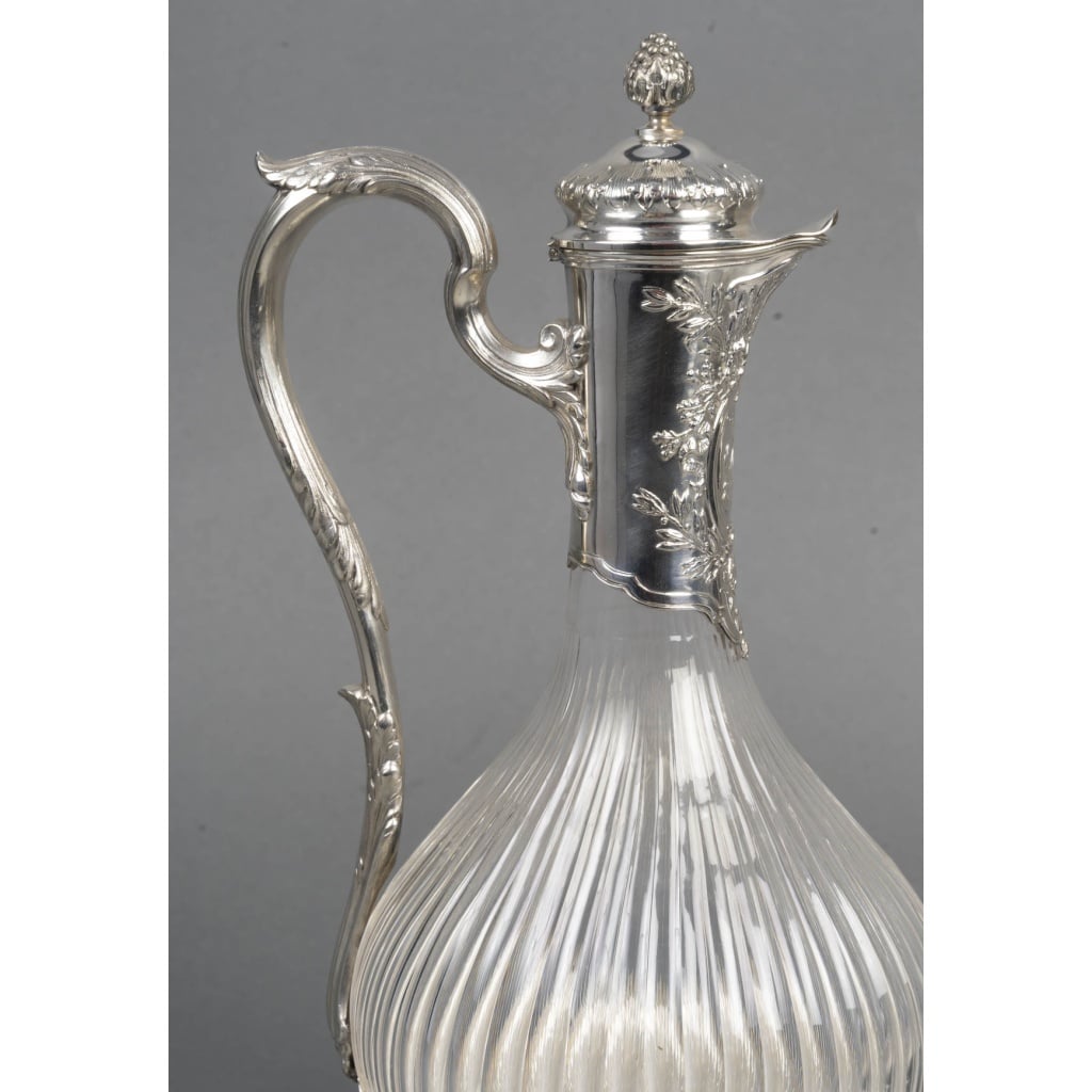 BOIN TABURET Paire d’aiguières en argent et cristal taillé Époque 1880 -1900 3