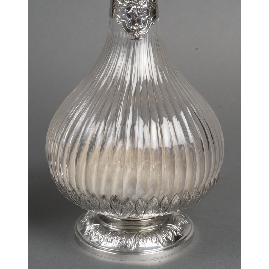 BOIN TABURET Paire d’aiguières en argent et cristal taillé Époque 1880 -1900 5