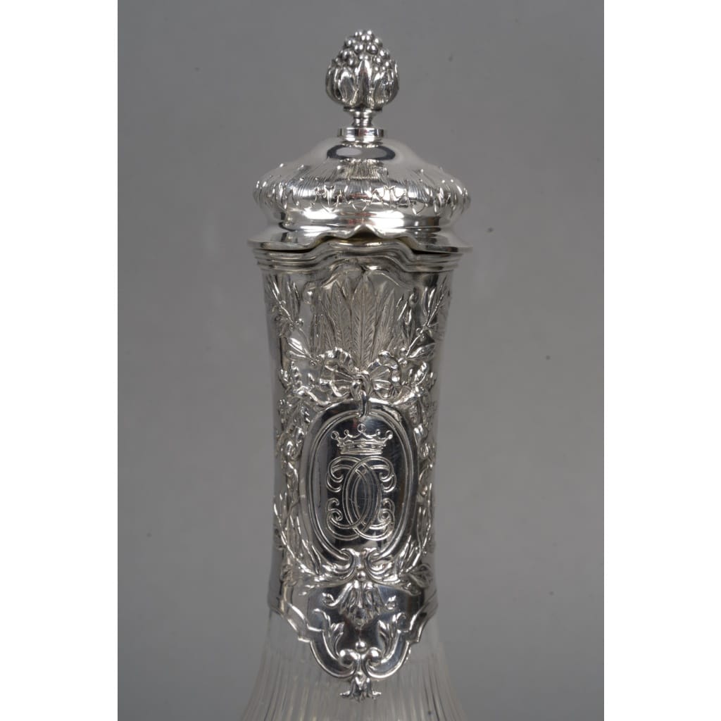 BOIN TABURET Paire d’aiguières en argent et cristal taillé Époque 1880 -1900 6