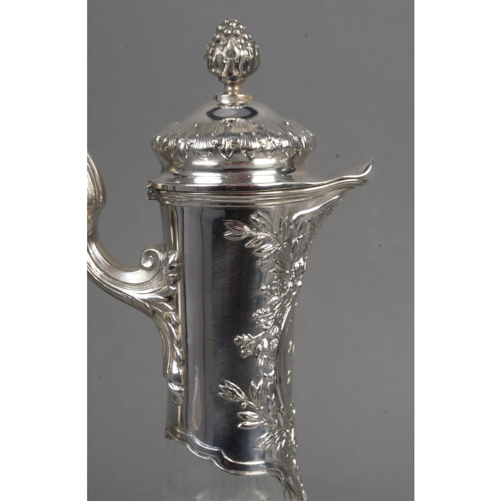 BOIN TABURET Paire d’aiguières en argent et cristal taillé Époque 1880 -1900 7