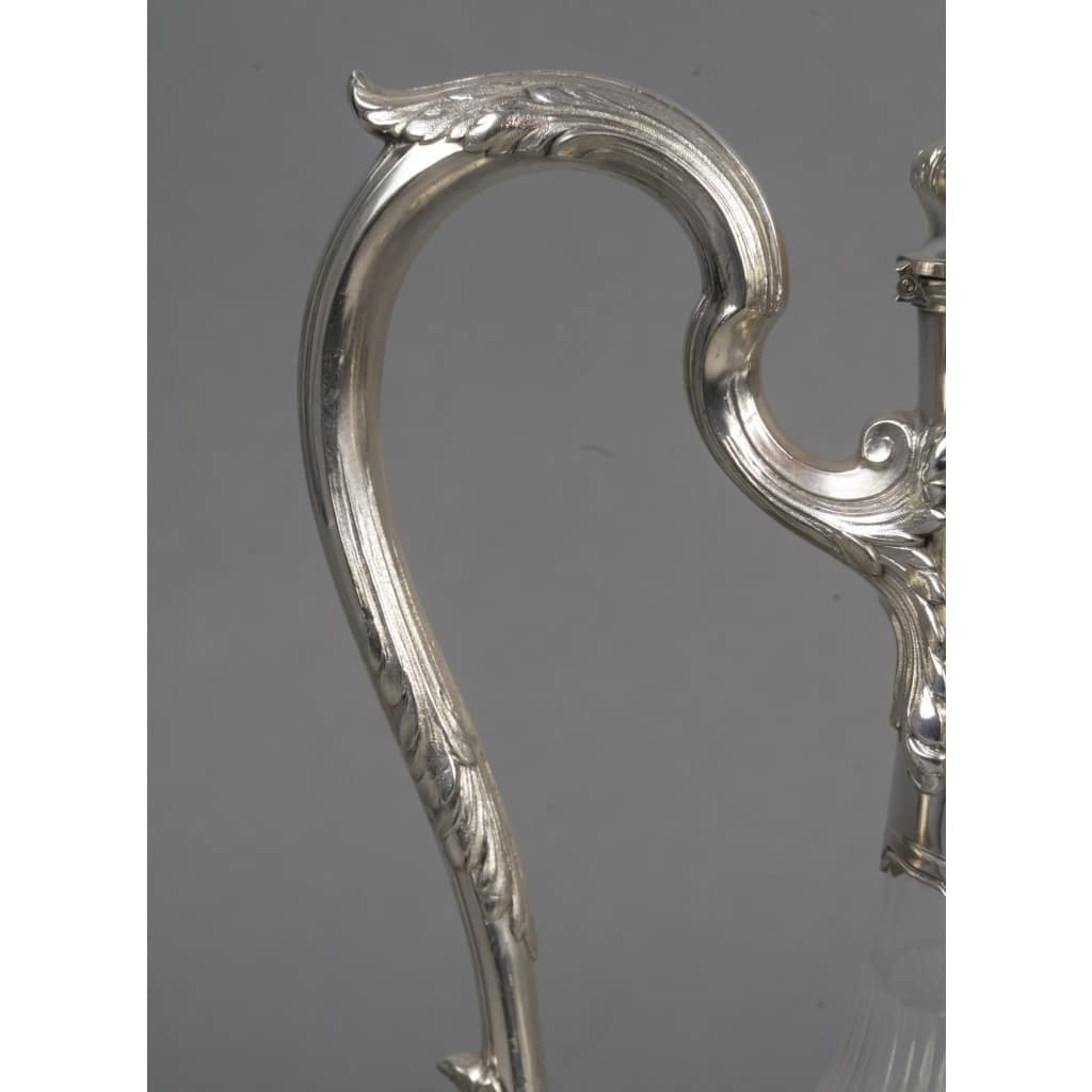 BOIN TABURET Paire d’aiguières en argent et cristal taillé Époque 1880 -1900 8
