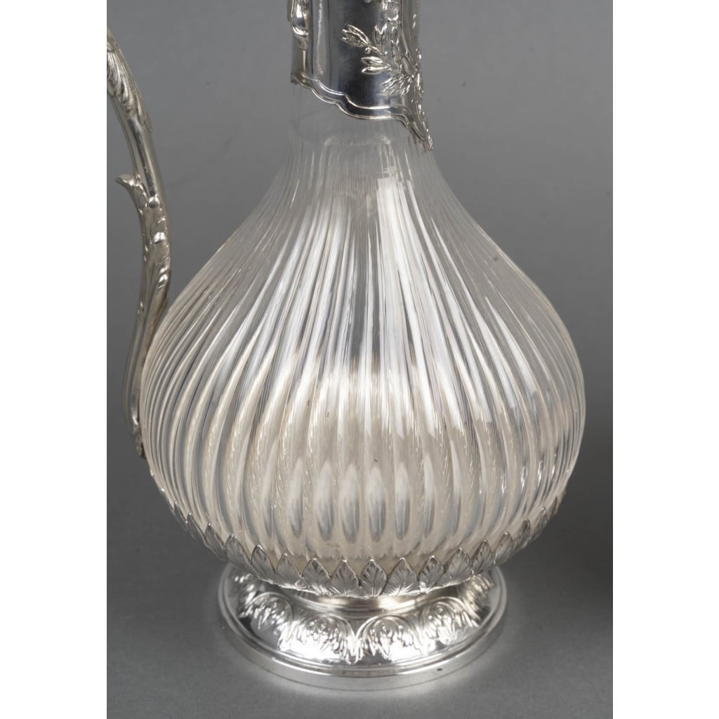BOIN TABURET Paire d’aiguières en argent et cristal taillé Époque 1880 -1900 10