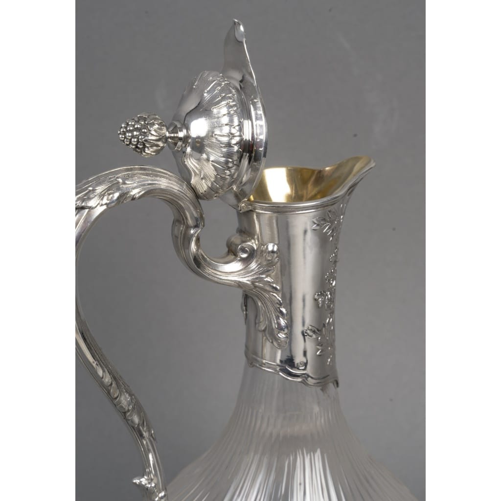 BOIN TABURET Paire d’aiguières en argent et cristal taillé Époque 1880 -1900 13