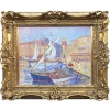 CANU Yvonne Le port de St Tropez animé Huile sur toile signée contresignée et titrée Certificat 15 CANU Yvonne Le port de St Tropez animé Huile sur toile signée contresignée et titrée Certificat 15