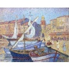 CANU Yvonne Le port de St Tropez animé Huile sur toile signée contresignée et titrée Certificat 26 CANU Yvonne Le port de St Tropez animé Huile sur toile signée contresignée et titrée Certificat 26