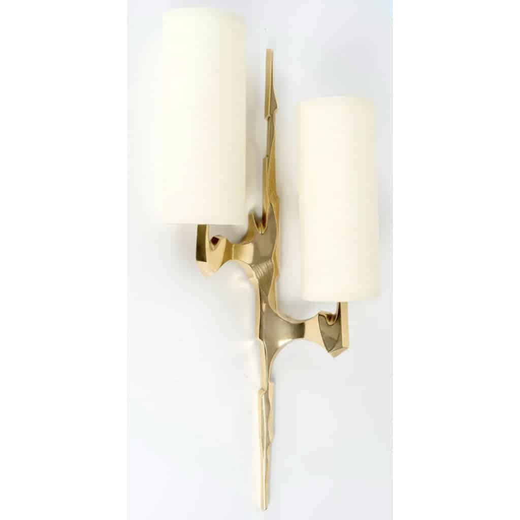 1950 Paire d’appliques en bronze et opaline de la Maison Arlus. 3