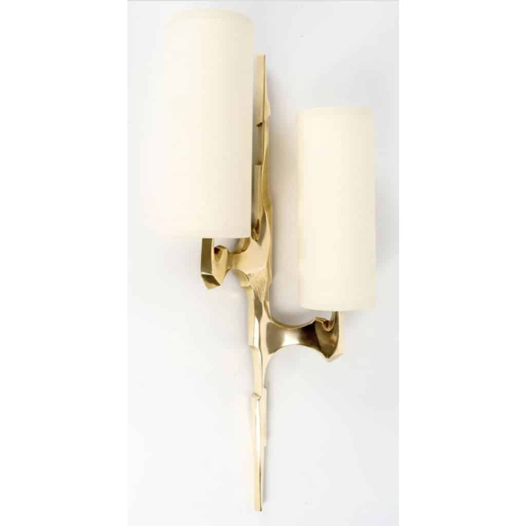 1950 Paire d’appliques en bronze et opaline de la Maison Arlus. 6