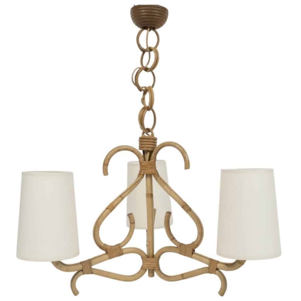 1950 Lustre en rotin par Louis Sognot 2