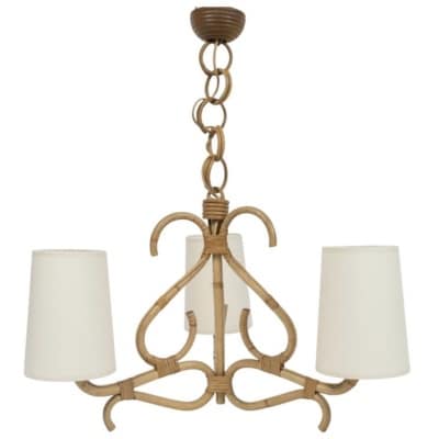 1950 Lustre en rotin par Louis Sognot 1950 Lustre en rotin par Louis Sognot