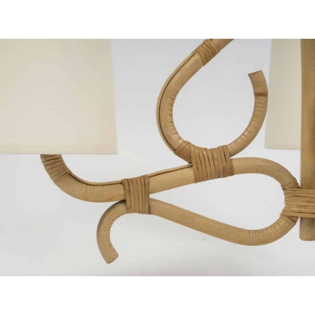 1950 Lustre en rotin par Louis Sognot 6