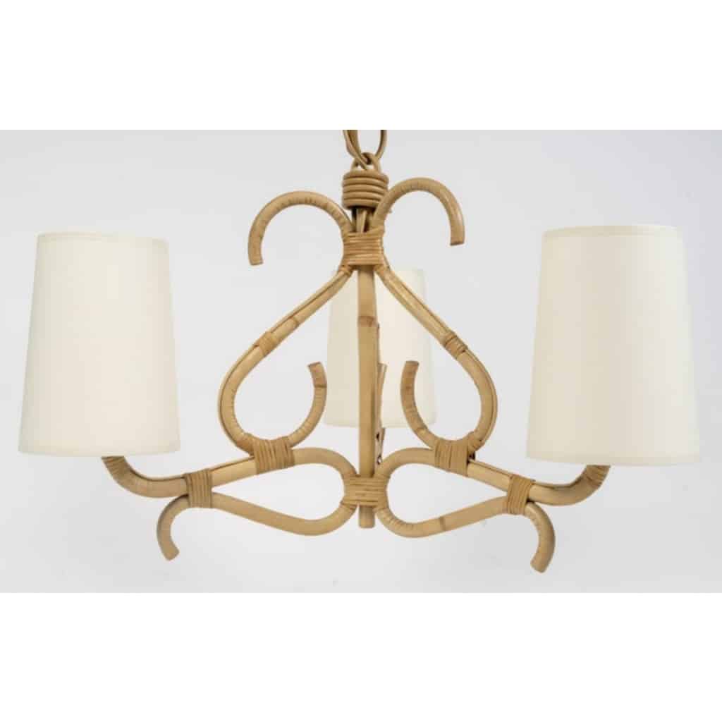 1950 Lustre en rotin par Louis Sognot 5