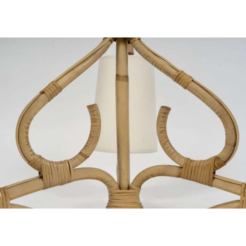 1950 Lustre en rotin par Louis Sognot 4