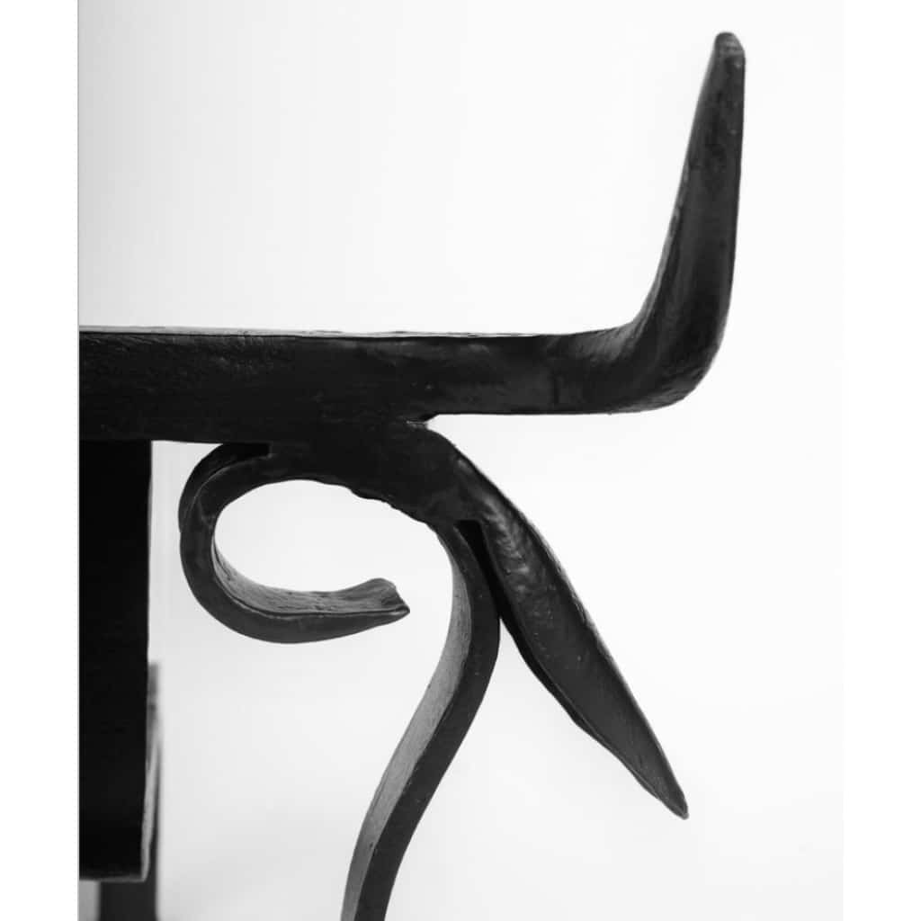 1950 Paire rare de chenets en fer forgé en forme de tête de taureau, ateliers de Vallauris 7