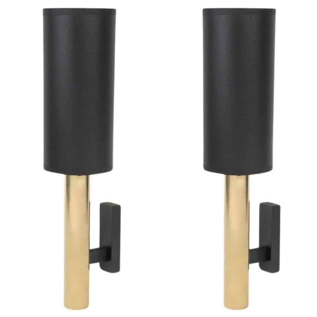 1960 Paire d’appliques murales en laiton doré Gaetano Sciolari 2