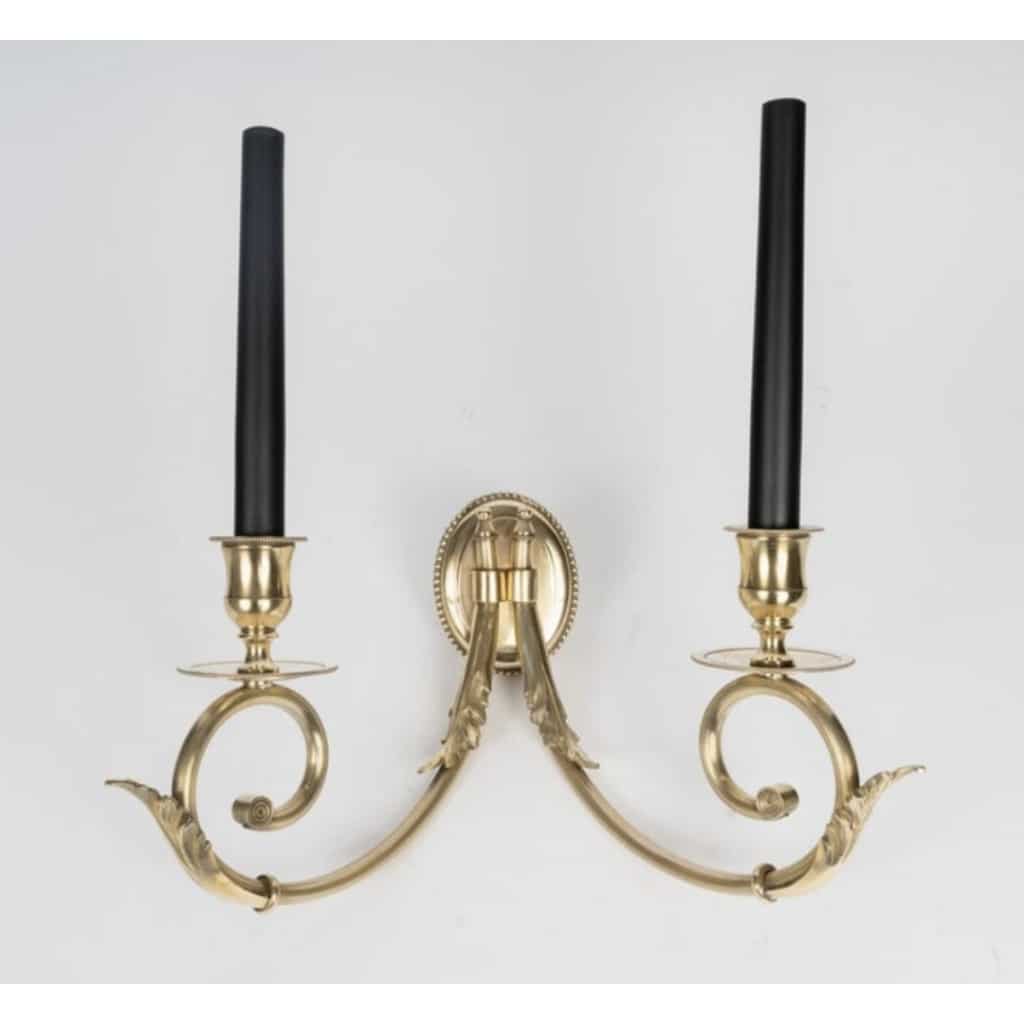 1950 Paire d’appliques murales en bronze par Lucien Gau 8