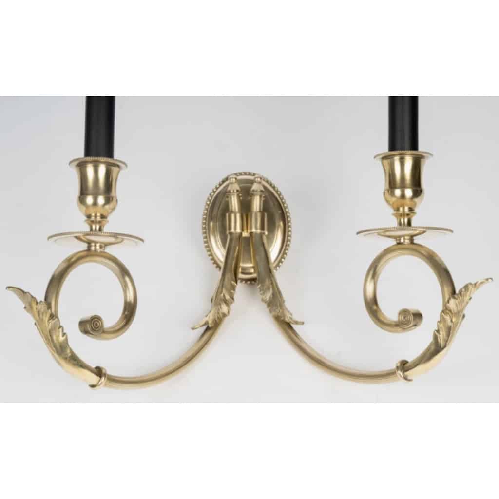 1950 Paire d’appliques murales en bronze par Lucien Gau 6