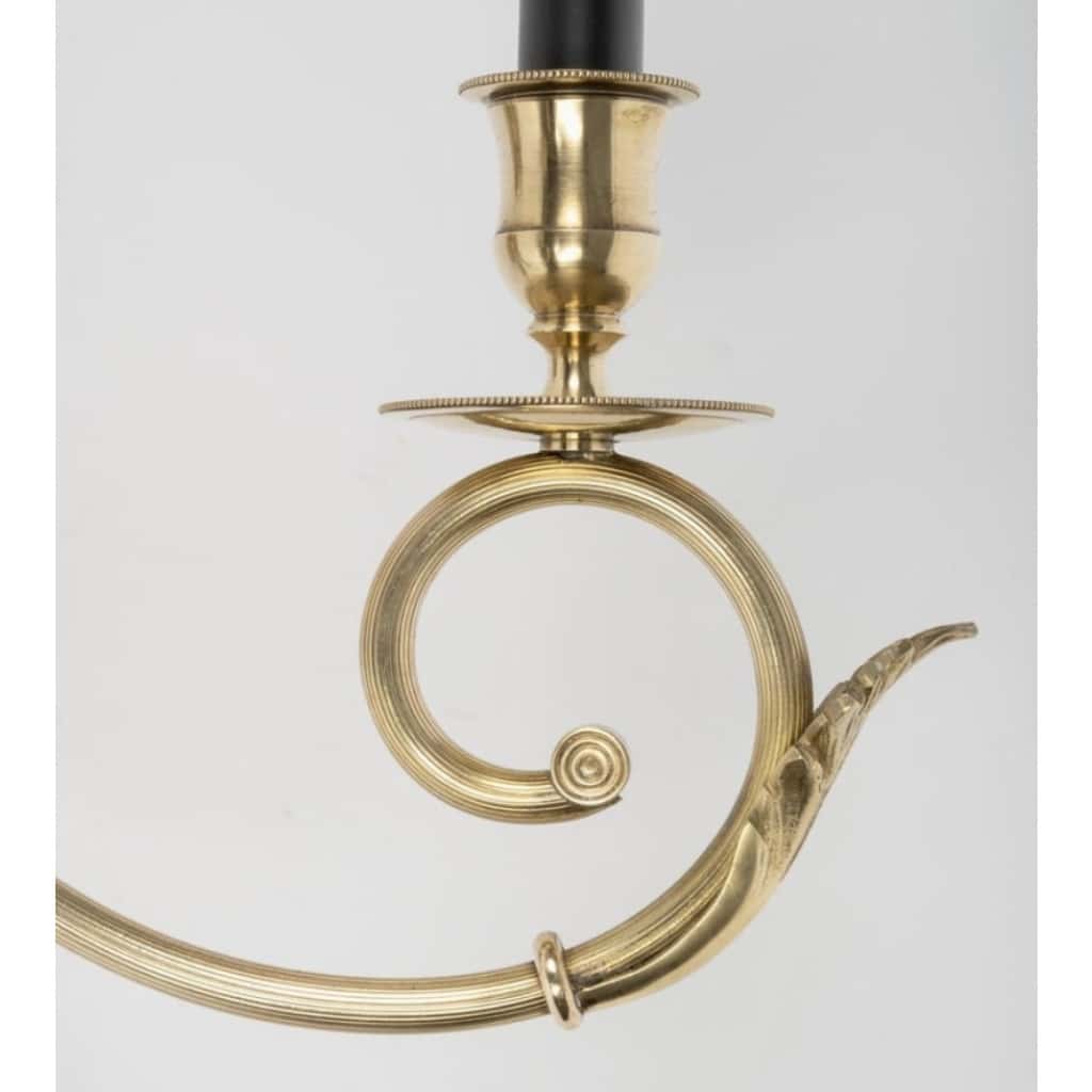 1950 Paire d’appliques murales en bronze par Lucien Gau 5