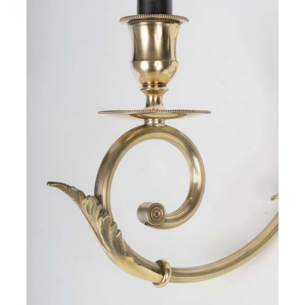 1950 Paire d’appliques murales en bronze par Lucien Gau 3