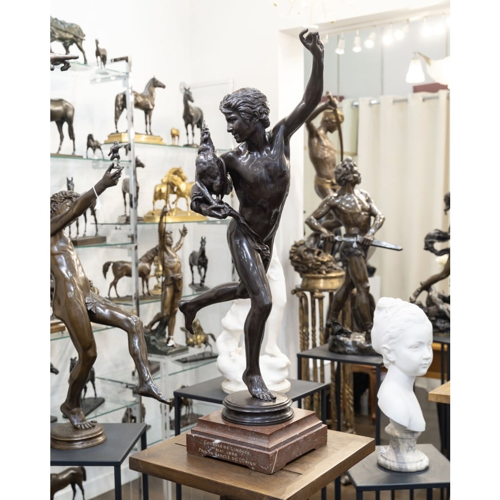 Sculpture – Le Vainqueur Au Combat De Coqs , Alexandre Falguière (1831-1900) – Bronze 3 Sculpture – Le Vainqueur Au Combat De Coqs , Alexandre Falguière (1831-1900) – Bronze 3