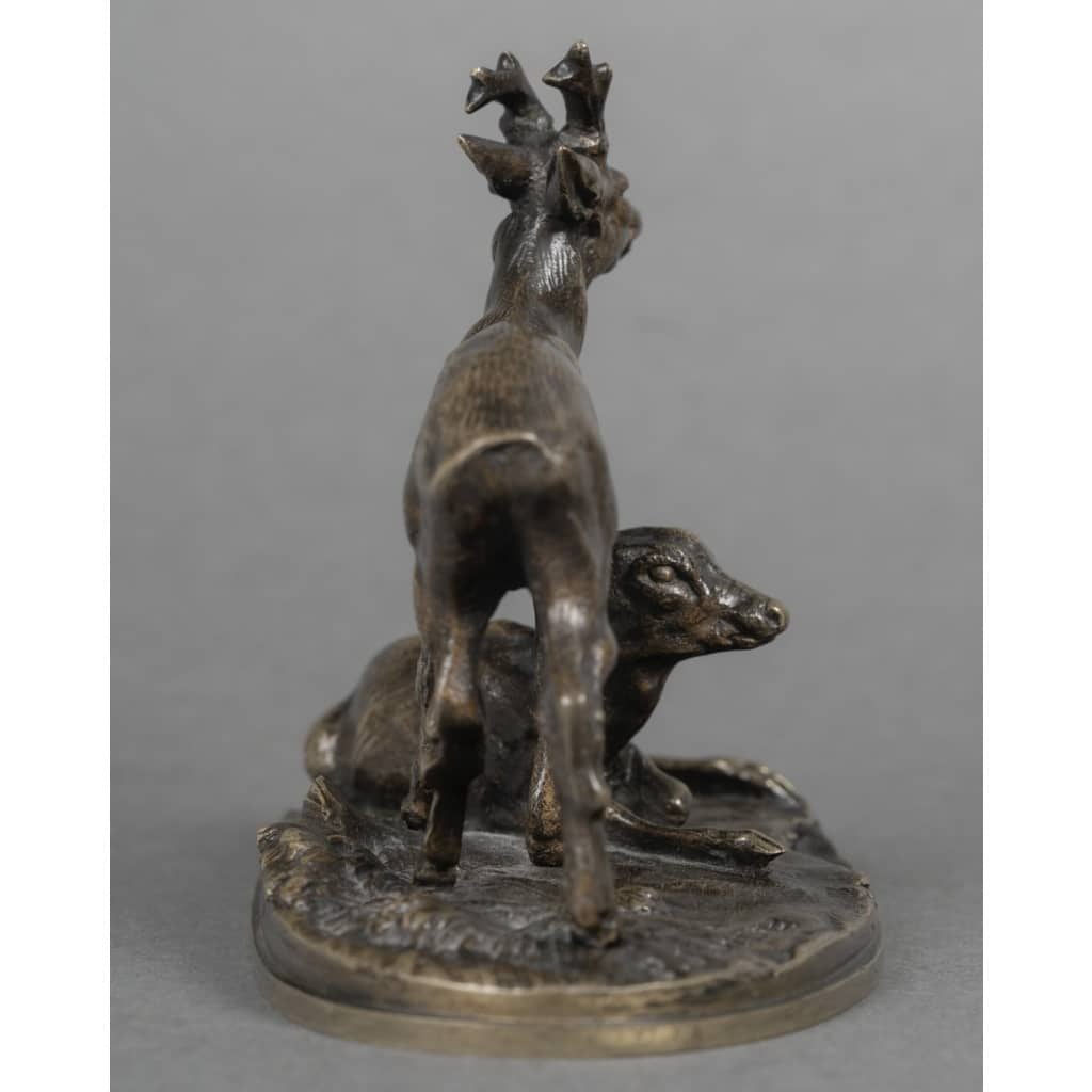 Sculpture – Groupe de Chevreuils N°2 , Pierre – Jules Mêne (1810-1879) – Bronze 7 Sculpture – Groupe de Chevreuils N°2 , Pierre – Jules Mêne (1810-1879) – Bronze 7