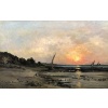 DAUBIGNY Karl Soleil couchant en bord de mer Huile sur toile signée datée dédicacée Certificat d’authenticité. 18 DAUBIGNY Karl Soleil couchant en bord de mer Huile sur toile signée datée dédicacée Certificat d’authenticité. 18