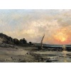 DAUBIGNY Karl Soleil couchant en bord de mer Huile sur toile signée datée dédicacée Certificat d’authenticité. 29 DAUBIGNY Karl Soleil couchant en bord de mer Huile sur toile signée datée dédicacée Certificat d’authenticité. 29