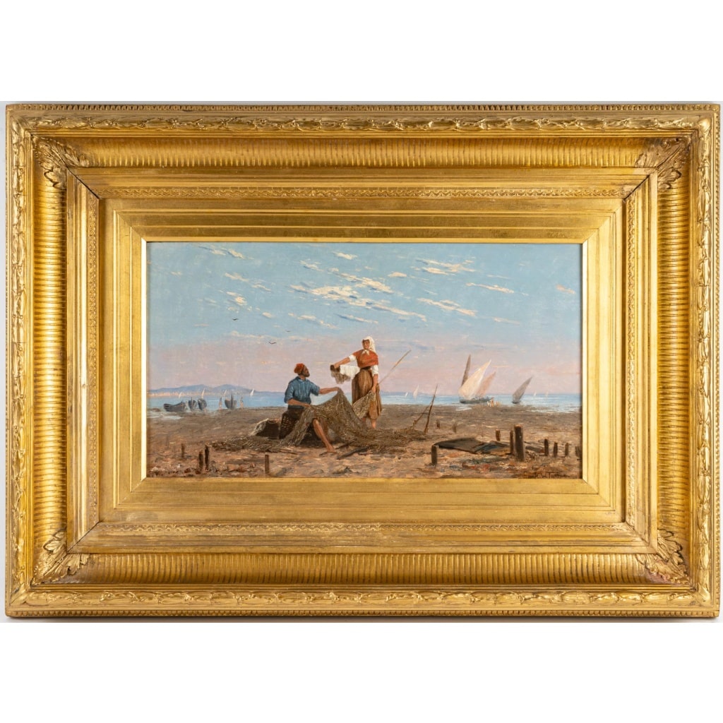 Frank William Warwick Topham (1838-1924) Capri La réparation des filets huile sur panneau vers 1863 2 Frank William Warwick Topham (1838-1924) Capri La réparation des filets huile sur panneau vers 1863 2