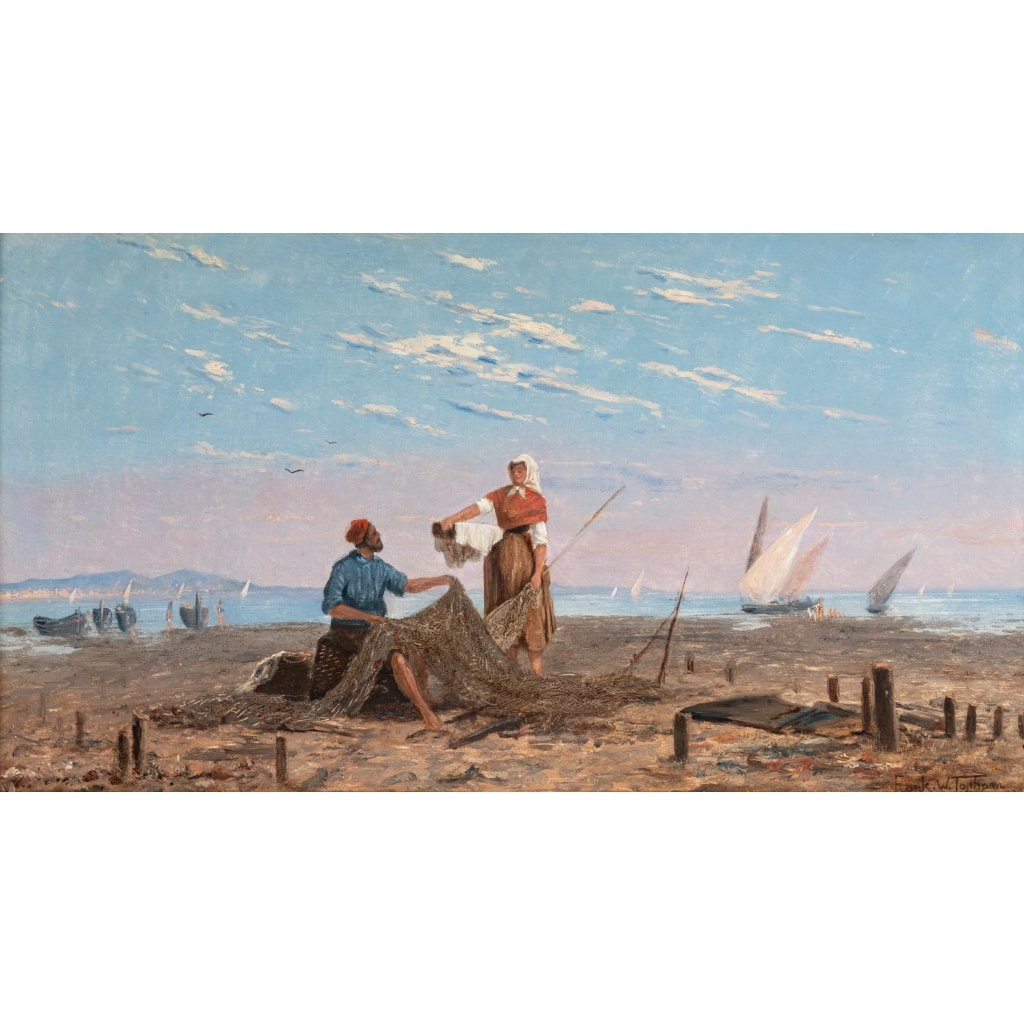 Frank William Warwick Topham (1838-1924) Capri La réparation des filets huile sur panneau vers 1863 3 Frank William Warwick Topham (1838-1924) Capri La réparation des filets huile sur panneau vers 1863 3